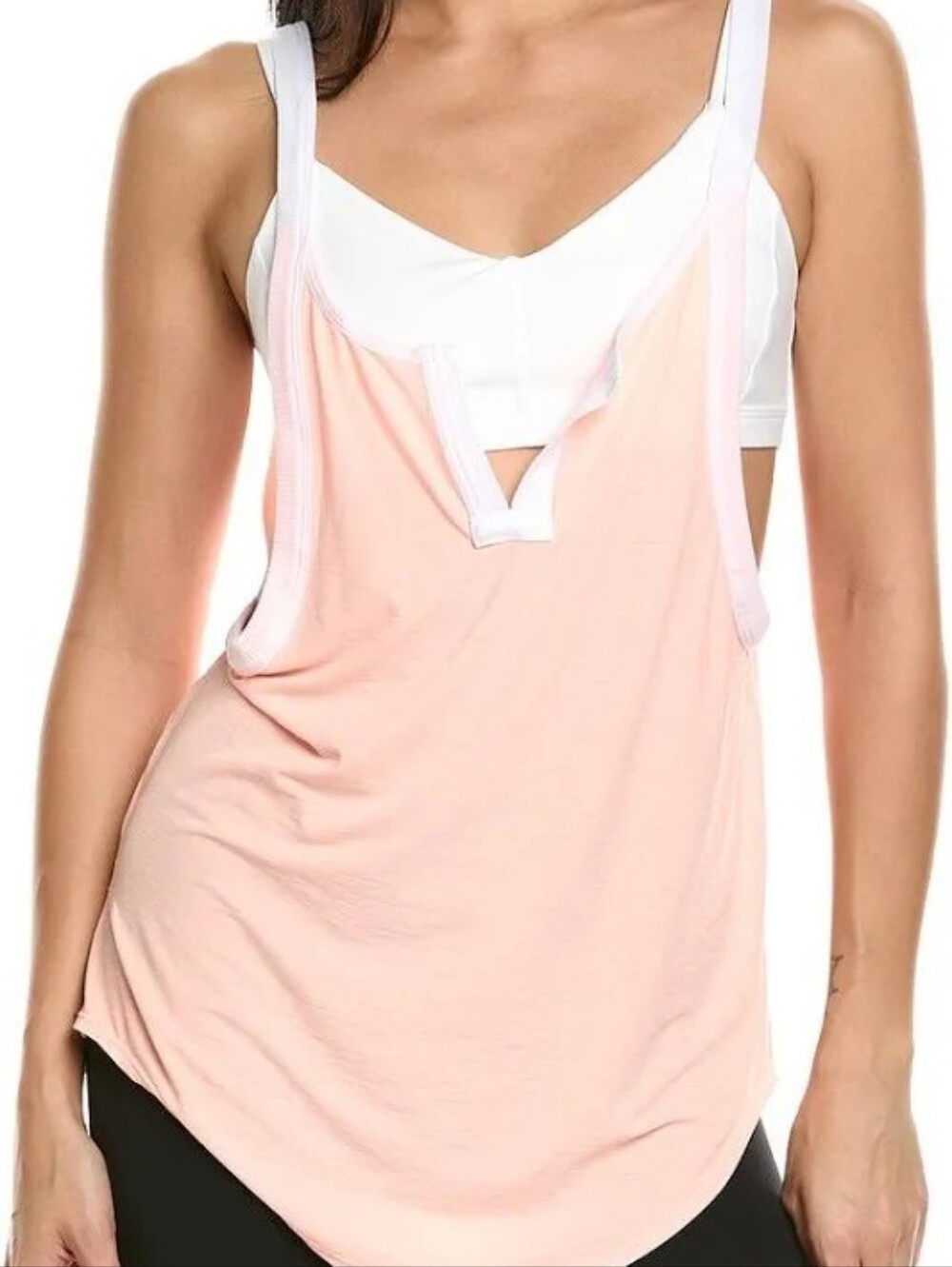 FP Movement by Free People Peach Tank with White Shelf Bra
